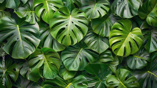 Green and White Leaves Wall