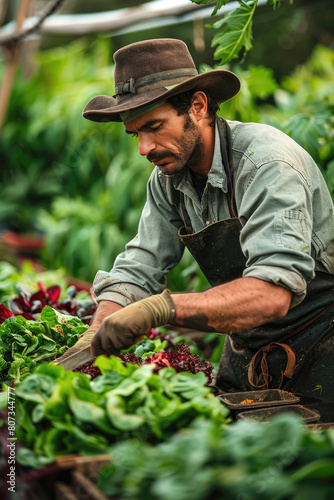 A chef harvesting fresh veg...