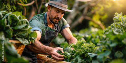 A chef harvesting fresh veg...