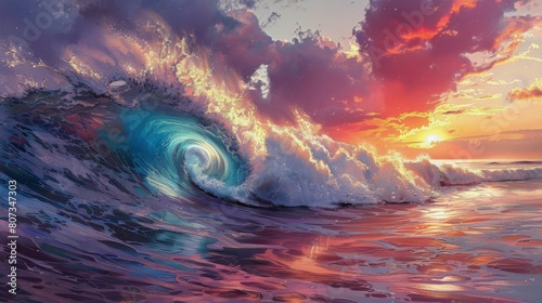 A Painting of a Wave in the Ocean