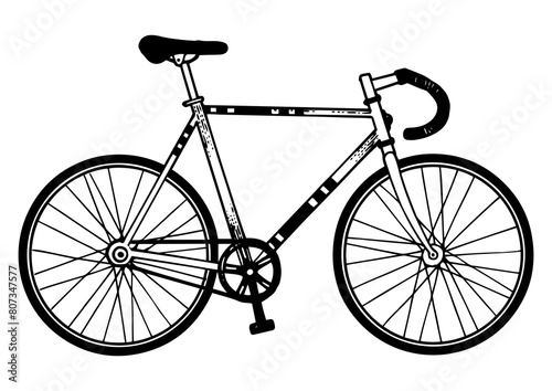 Track bike sport bicycle sketch engraving PNG illustration. T-shirt apparel print design. Scratch board style imitation. Hand drawn image.