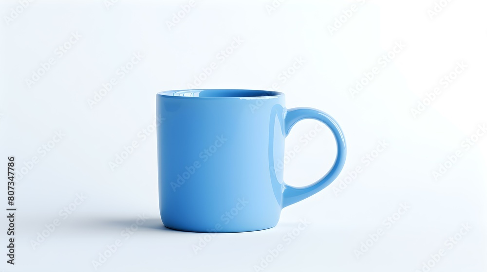 Fototapeta premium Blue Ceramic Mug on a white Background. Mockup Template with Copy Space