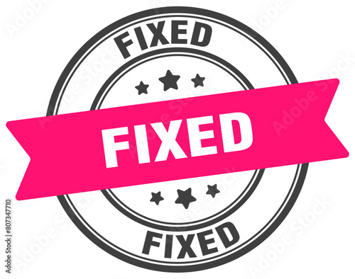 fixed stamp. fixed label on transparent background. round sign
