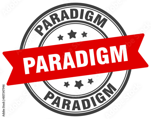 paradigm stamp. paradigm label on transparent background. round sign