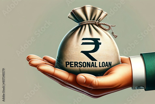Personal Loan Offer in Hand Indian Rupee Bag