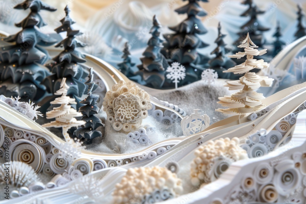 Close up of a cake with tree design. Perfect for holiday celebrations