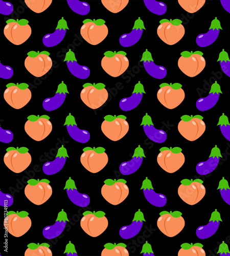 Eggplant and peach are symbols of sex pattern seamless. adults Background 18+