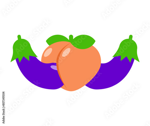 Two Eggplant and peach are symbols of sex. Group sex sign
