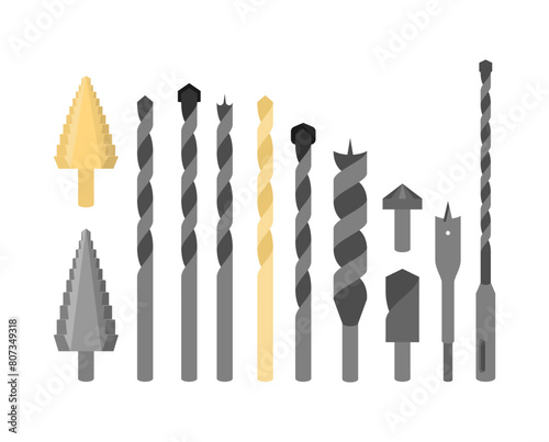 Drills Set. Drills for wood and metal. Drill for tiles and concrete. Drill for rotary hammer
