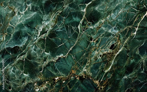 Rich  deep green textured marble surface.