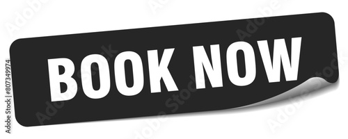 book now sticker. book now label