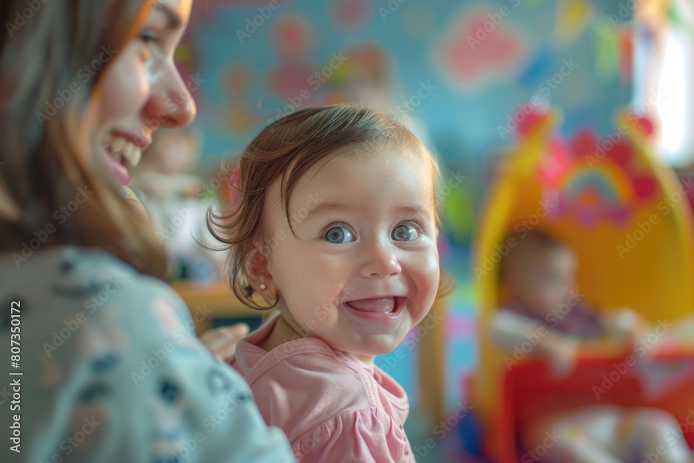 A woman holding a small child in a room. Suitable for family and parenting concepts A woman holding a small child in a room. Suitable for family and parenting concepts