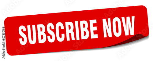 subscribe now sticker. subscribe now label photo