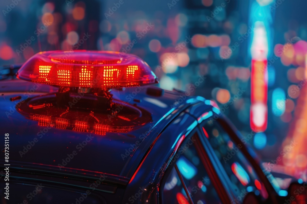 Red Color Police A police car with a red light on top, suitable for law enforcement ...