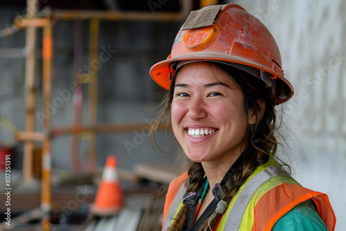 Empowered and Happy: Female Construction Worker on the Job © Vera