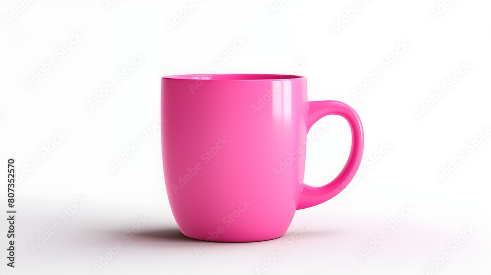 Hot Pink Ceramic Mug on a white Background. Mockup Template with Copy Space Hot Pink Ceramic Mug on a white Background. Mockup Template with Copy Space