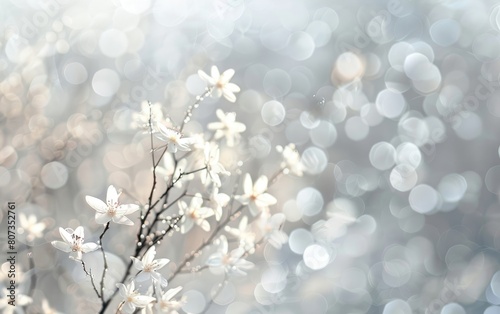 Soft, ethereal white bokeh background with a dreamy blur effect.