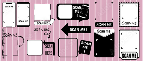 QR code set. Scan Me. Scan here. Scan QR code icon. Qr code symbol set. Vector illustration.