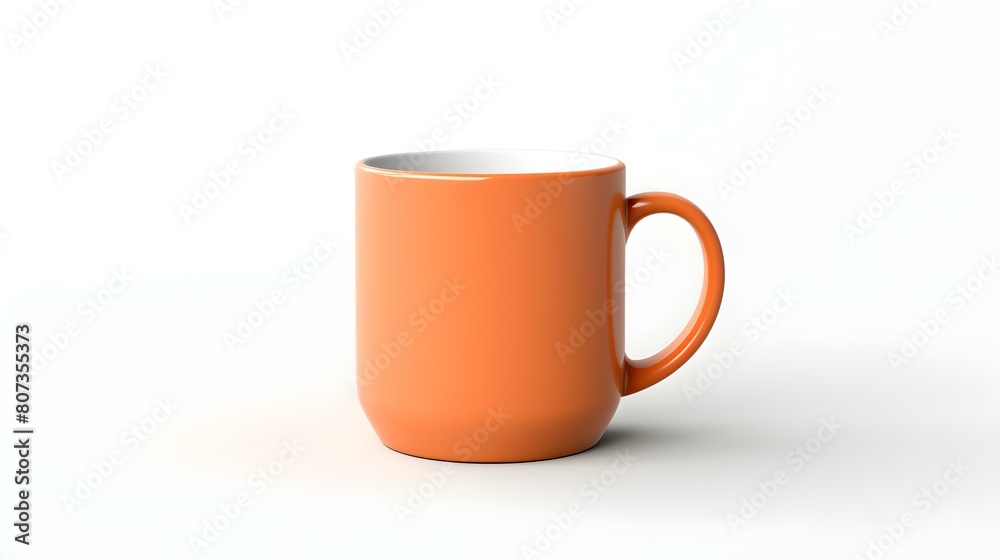 Light Orange Ceramic Mug on a white Background. Mockup Template with Copy Space Light Orange Ceramic Mug on a white Background. Mockup Template with Copy Space