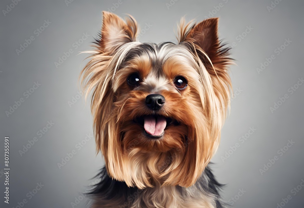 Perro pequeño y alegre mirando de frente Perro pequeño y alegre mirando de frente