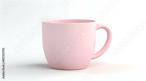 Light Pink Ceramic Mug on a white Background. Mockup Template with Copy Space
