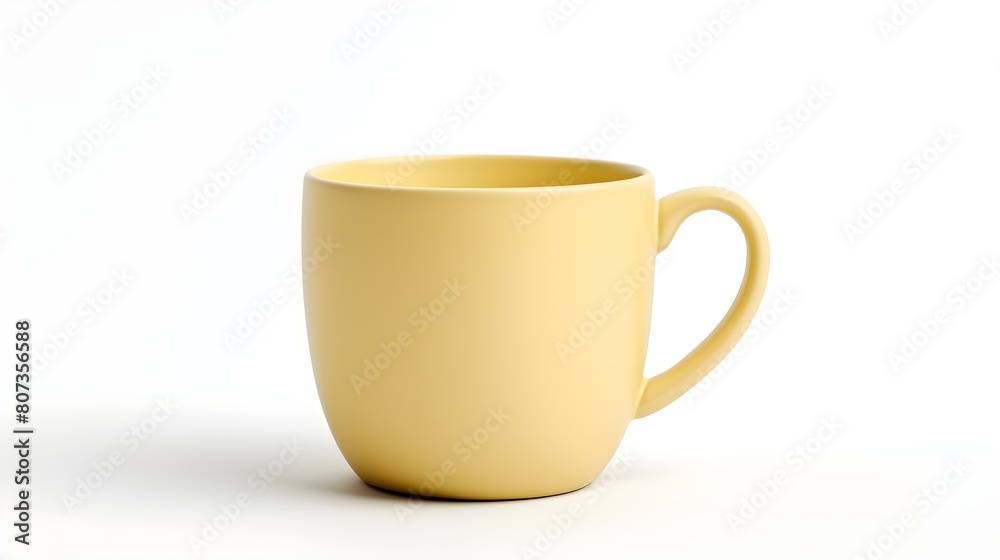 Light Yellow Ceramic Mug on a white Background. Mockup Template with Copy Space Light Yellow Ceramic Mug on a white Background. Mockup Template with Copy Space