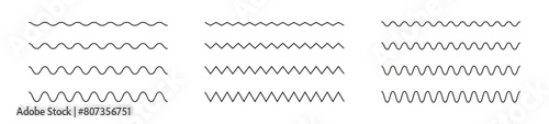 Wavy and zigzag lines pattern with ripples and squiggly strokes. Dynamic serrated curves. Flat vector illustration isolated on white background.