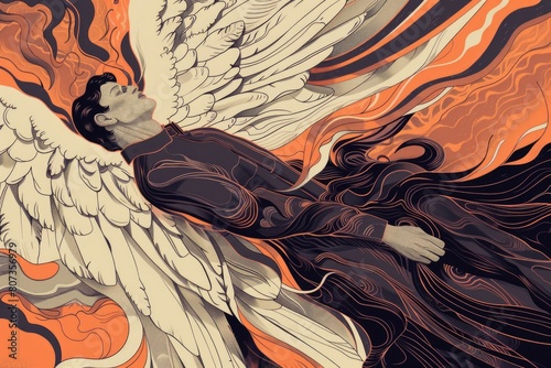 Artistic portrayal of a woman with wings. Ideal for fantasy-themed projects