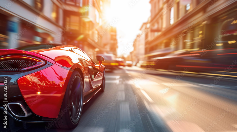heavy traffic in the city. Dynamic driving through a city streets with sunset background. Generative ai heavy traffic in the city. Dynamic driving through a city streets with sunset background. Generative ai