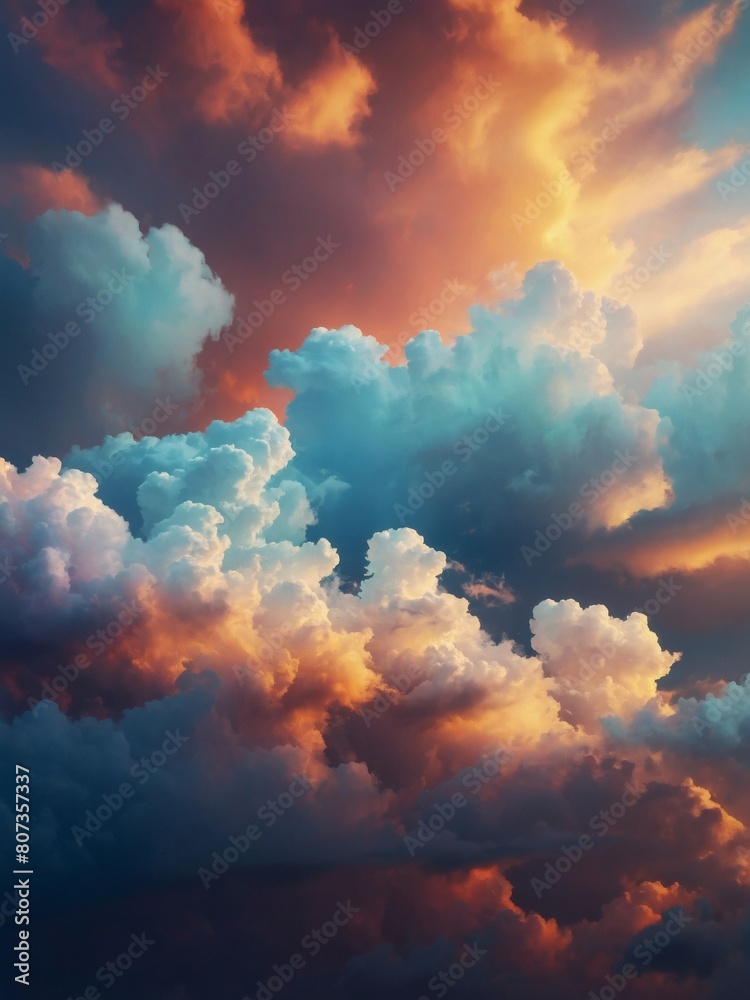 Fantasy Flight, Cloud Background Alive with Colorful Swirls, A Vision of Imagination