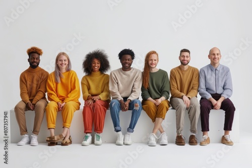 Group of diverse and LGBTQ people posing together with white background photo