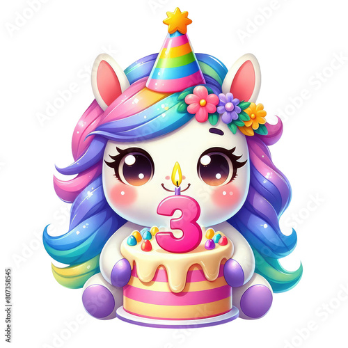 Colorful Birthday Unicorn Clipart