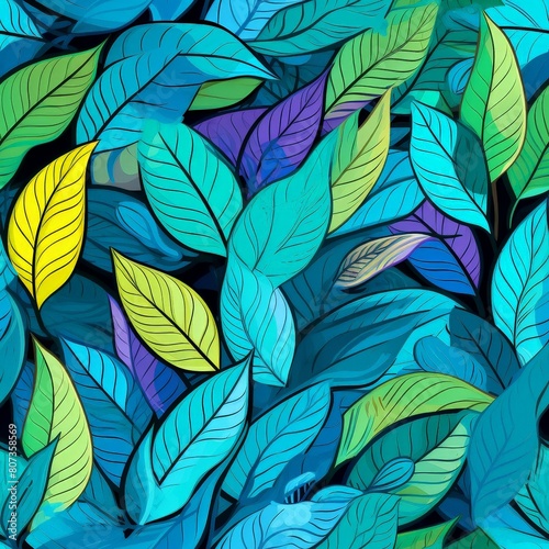 Leaves on Blue-Green
