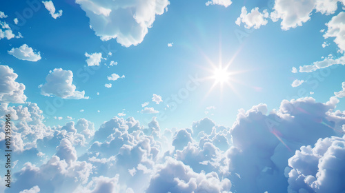 Beautiful sunny sky background with clouds