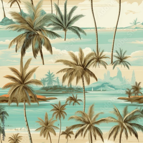 Seamless Palm Tree Fabric Melody © lan