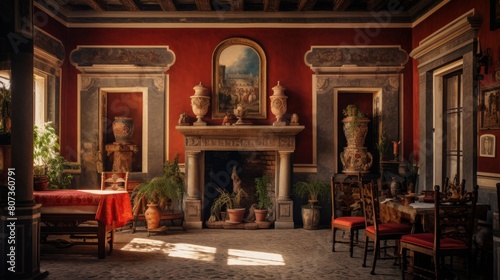 Family's Roman home with atrium frescoes and deities