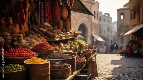Roman street vendors with exotic goods from distant lands