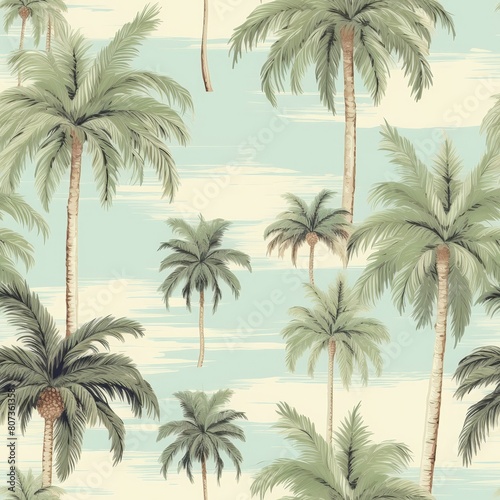 Seamless Palm Tree Fabric Fantasy