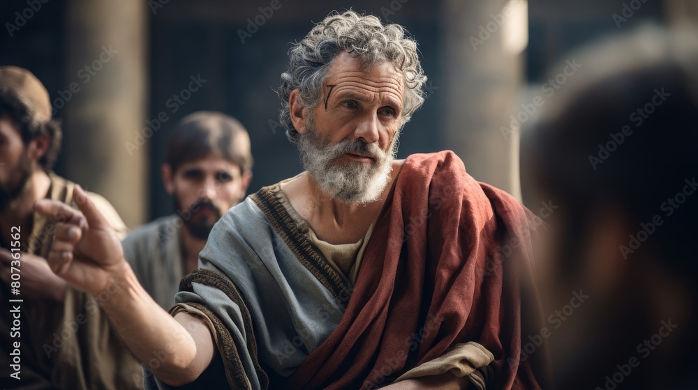 Roman philosopher explores profound concepts in dialectical debate Roman philosopher explores profound concepts in dialectical debate