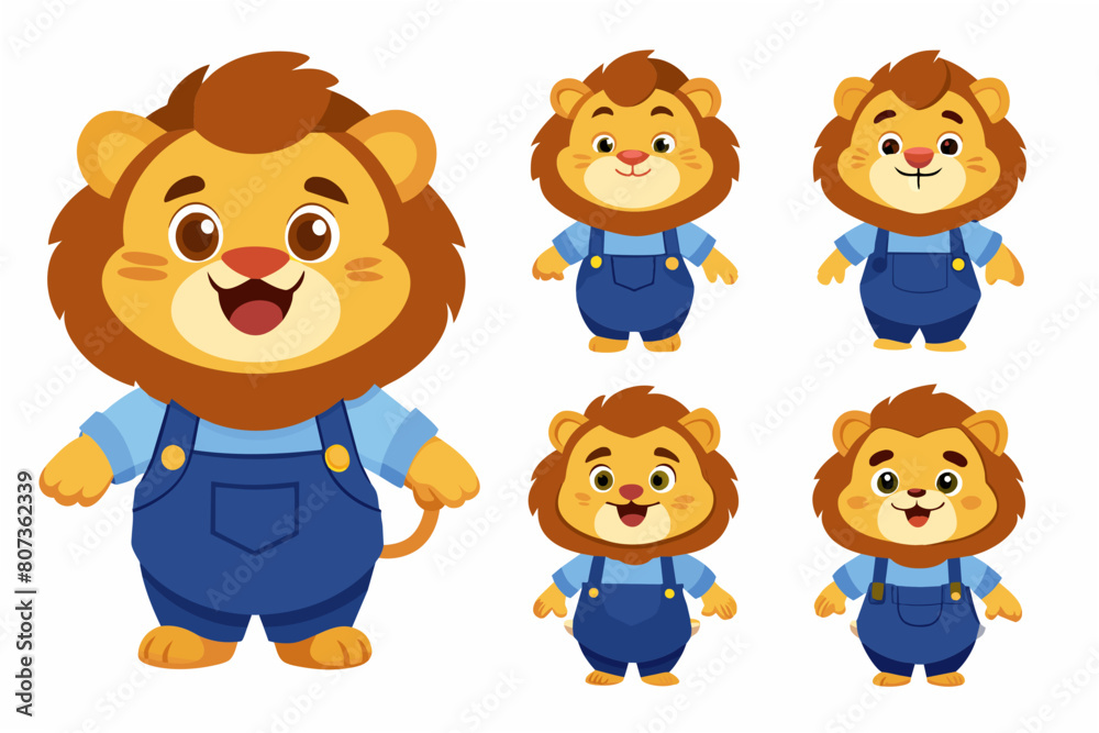 Lion emoji sheet vector illustration