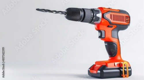 A cordless drill on a white background. Perfect for construction and DIY projects