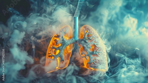 Lungs poisoned by cigarette smoke, nicotine addiction