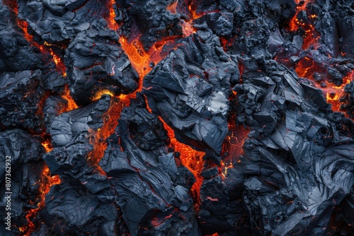Close up of lava flowing on a mountain, suitable for geological and natural disaster concepts