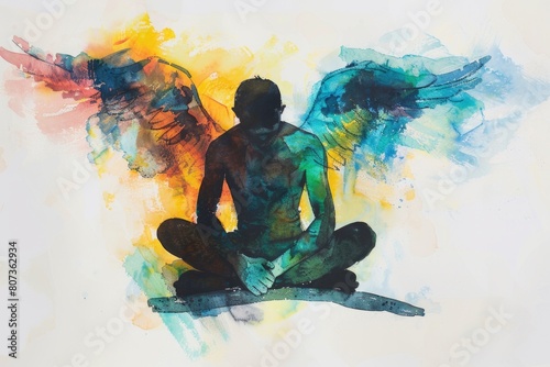 A painting of a man with wings, suitable for various creative projects