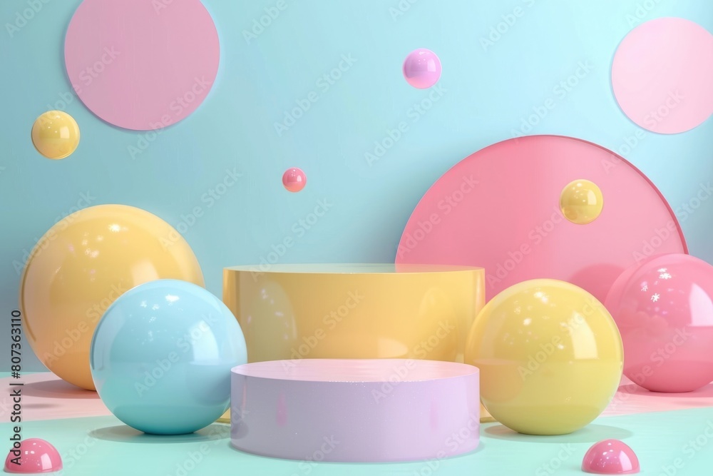 Fototapeta premium Various colored objects on a vibrant background, perfect for graphic design projects