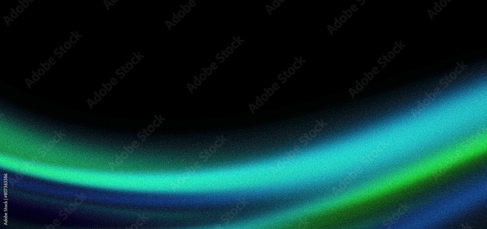 Abstract grainy background, green blue color wave, black backdrop noisy texture minimal banner poster header design