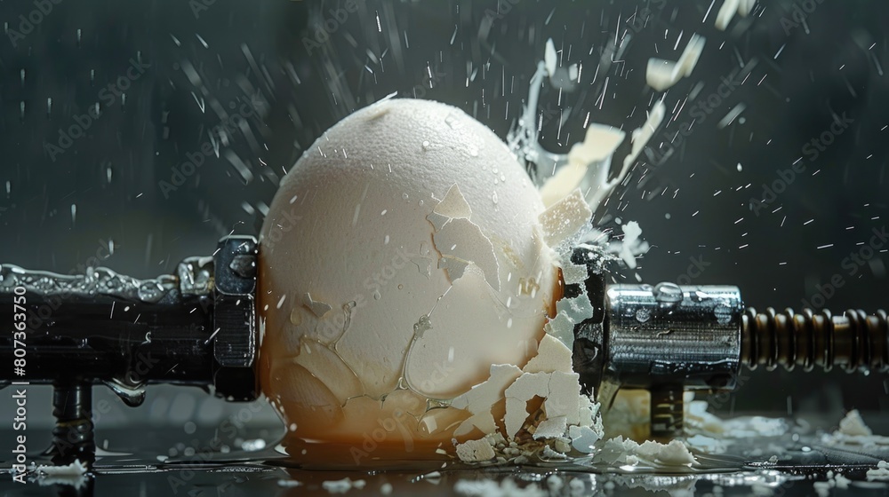 Rgg Washed Broken egg being washed with water. Suitable for food hygiene concepts ...