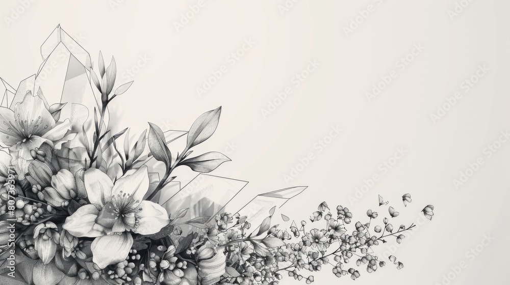 Black and white image of a beautiful flower arrangement, suitable for various design projects