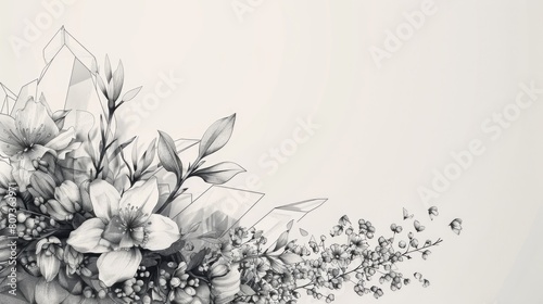 Black and white image of a beautiful flower arrangement  suitable for various design projects