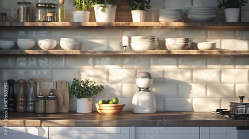 Wallpaper Mural Modern Kitchen Interior with Sunlit Marble Countertop. Torontodigital.ca